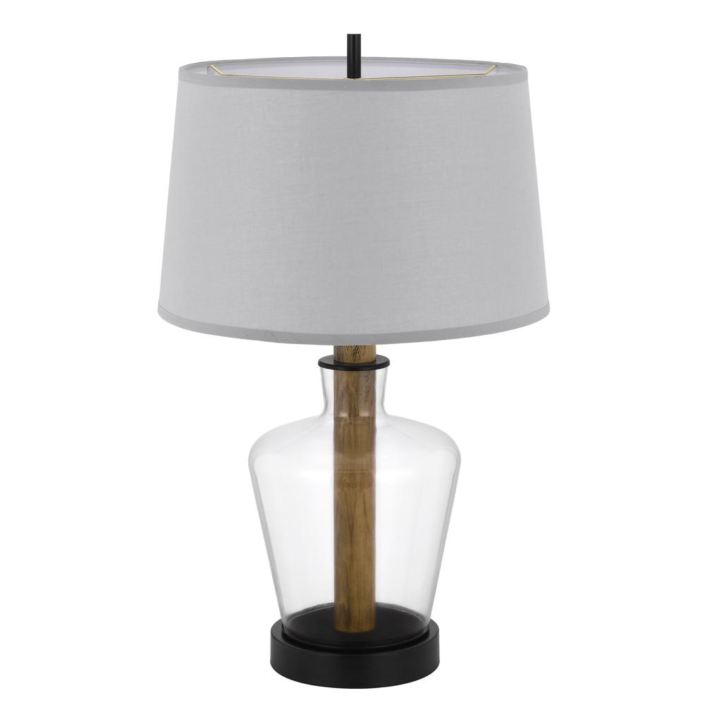 30" Clear Metal Table Lamp With Gray Empire Shade. Picture 4