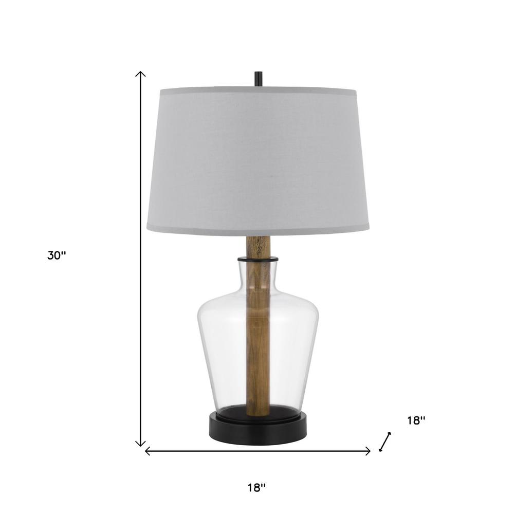 30" Clear Metal Table Lamp With Gray Empire Shade. Picture 8