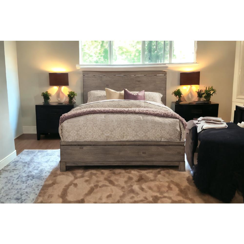 Gray Solid and Manufactured Wood King Bed. Picture 6