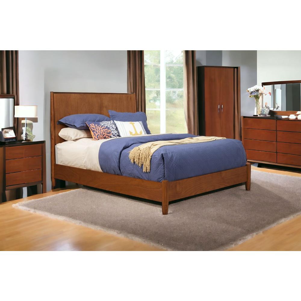 Brown Solid and Manufactured Wood King Bed. Picture 6