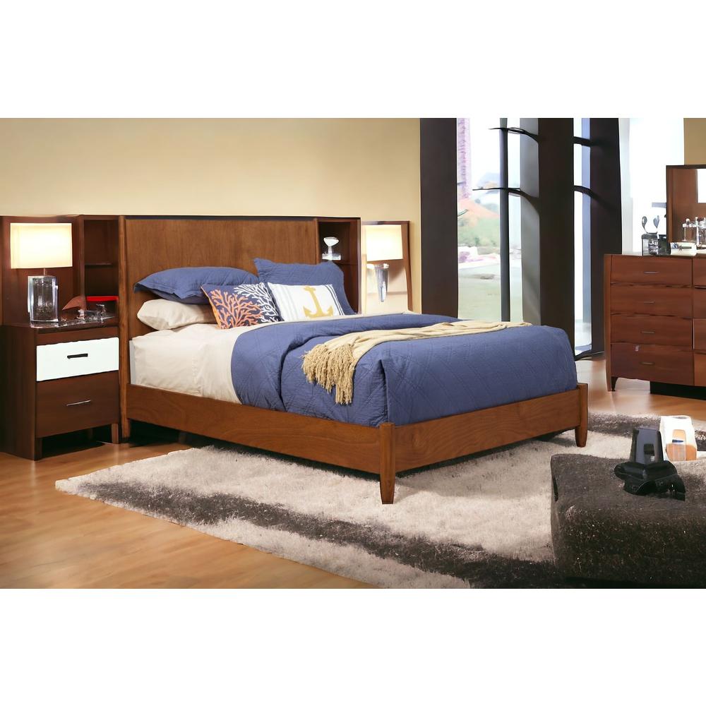 Brown Solid and Manufactured Wood King Bed. Picture 4