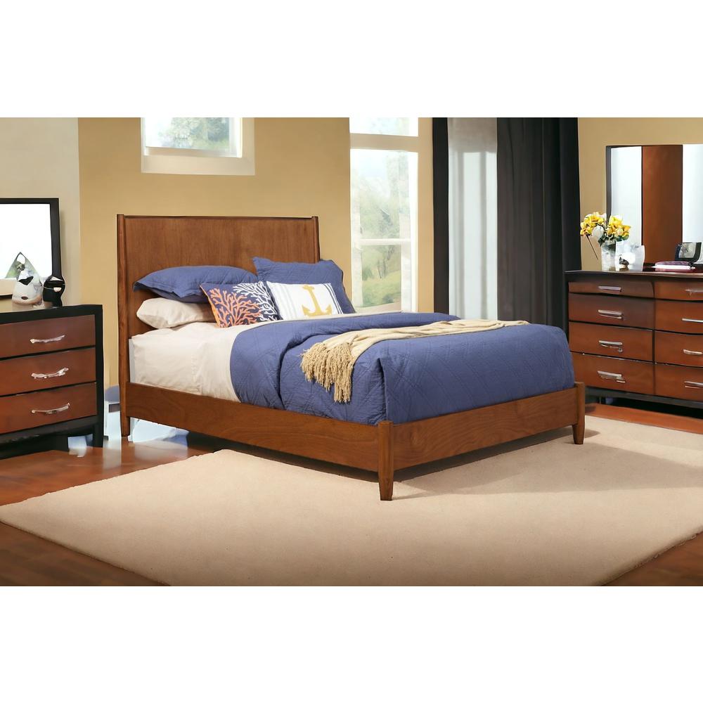 Brown Solid and Manufactured Wood King Bed. Picture 2