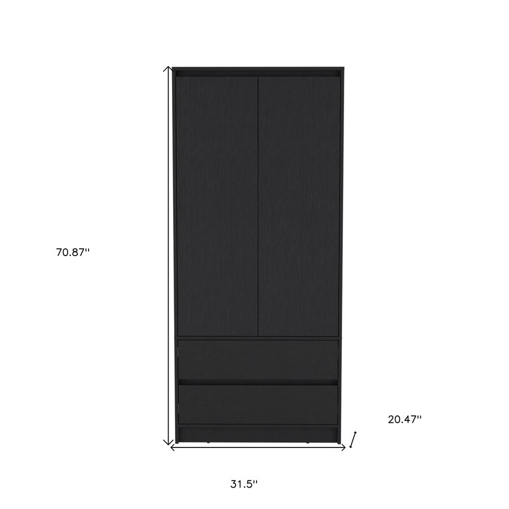32" Black Two Drawer Combo Dresser. Picture 7