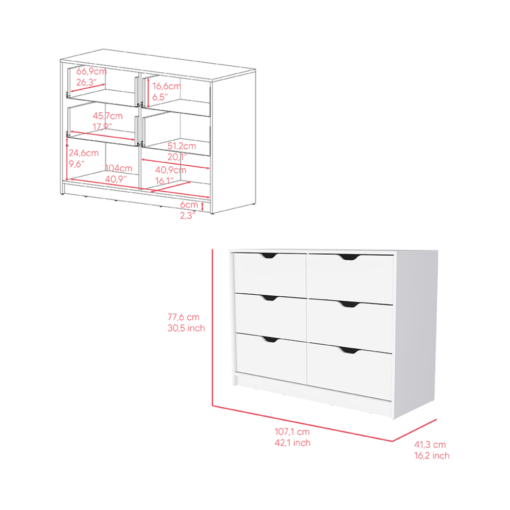 42" White Four Drawer Dresser. Picture 9