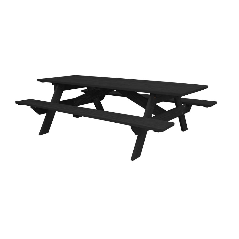 Charcoal Solid Wood Outdoor Picnic Table. Picture 2