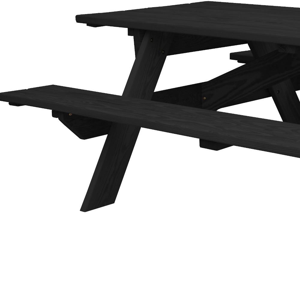 Charcoal Solid Wood Outdoor Picnic Table. Picture 5