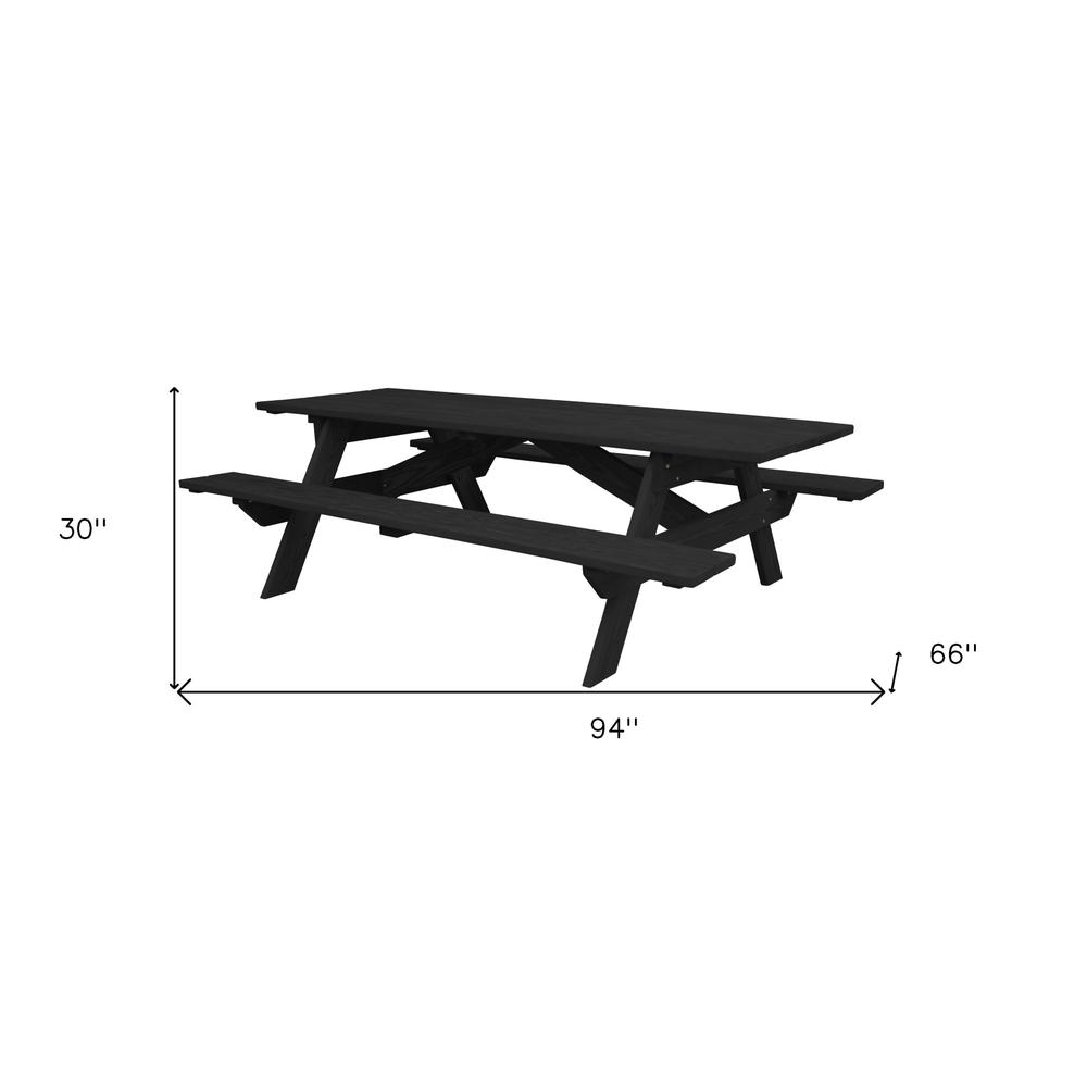 Charcoal Solid Wood Outdoor Picnic Table. Picture 7