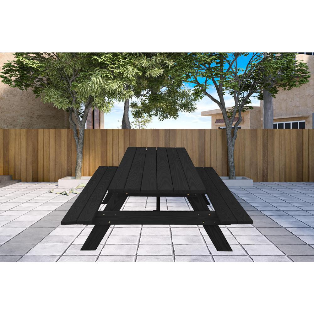 Charcoal Solid Wood Outdoor Picnic Table. Picture 4