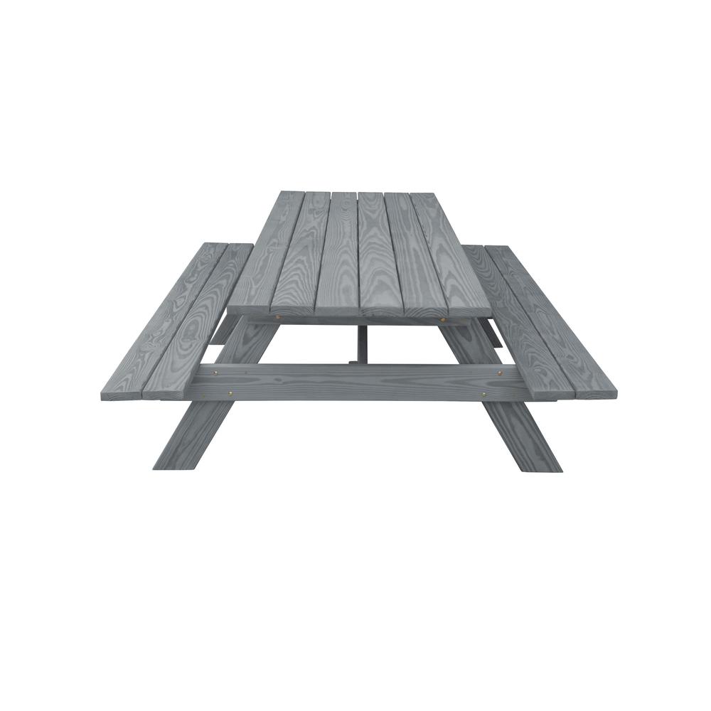 Gray Solid Wood Outdoor Picnic Table. Picture 2