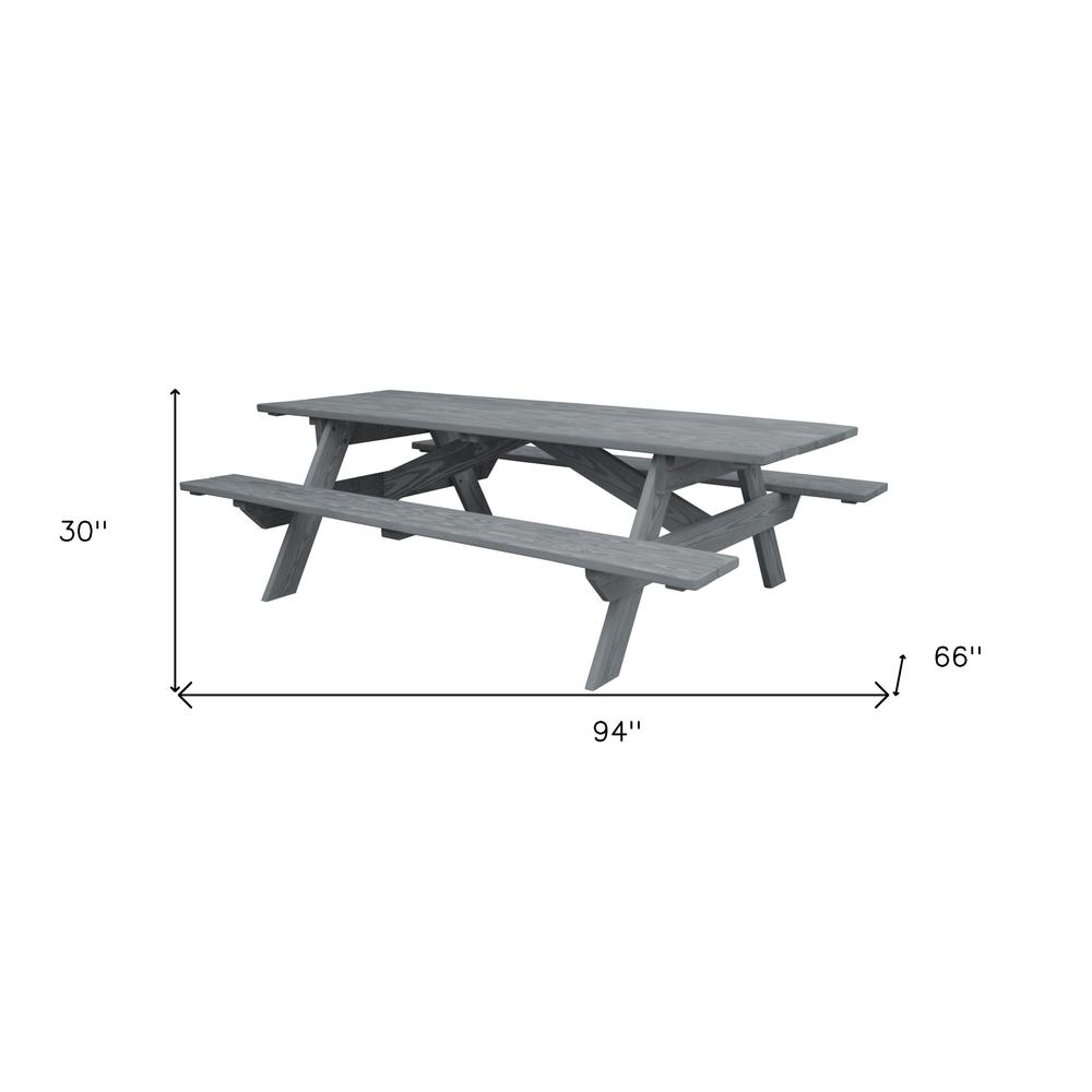 Gray Solid Wood Outdoor Picnic Table. Picture 6