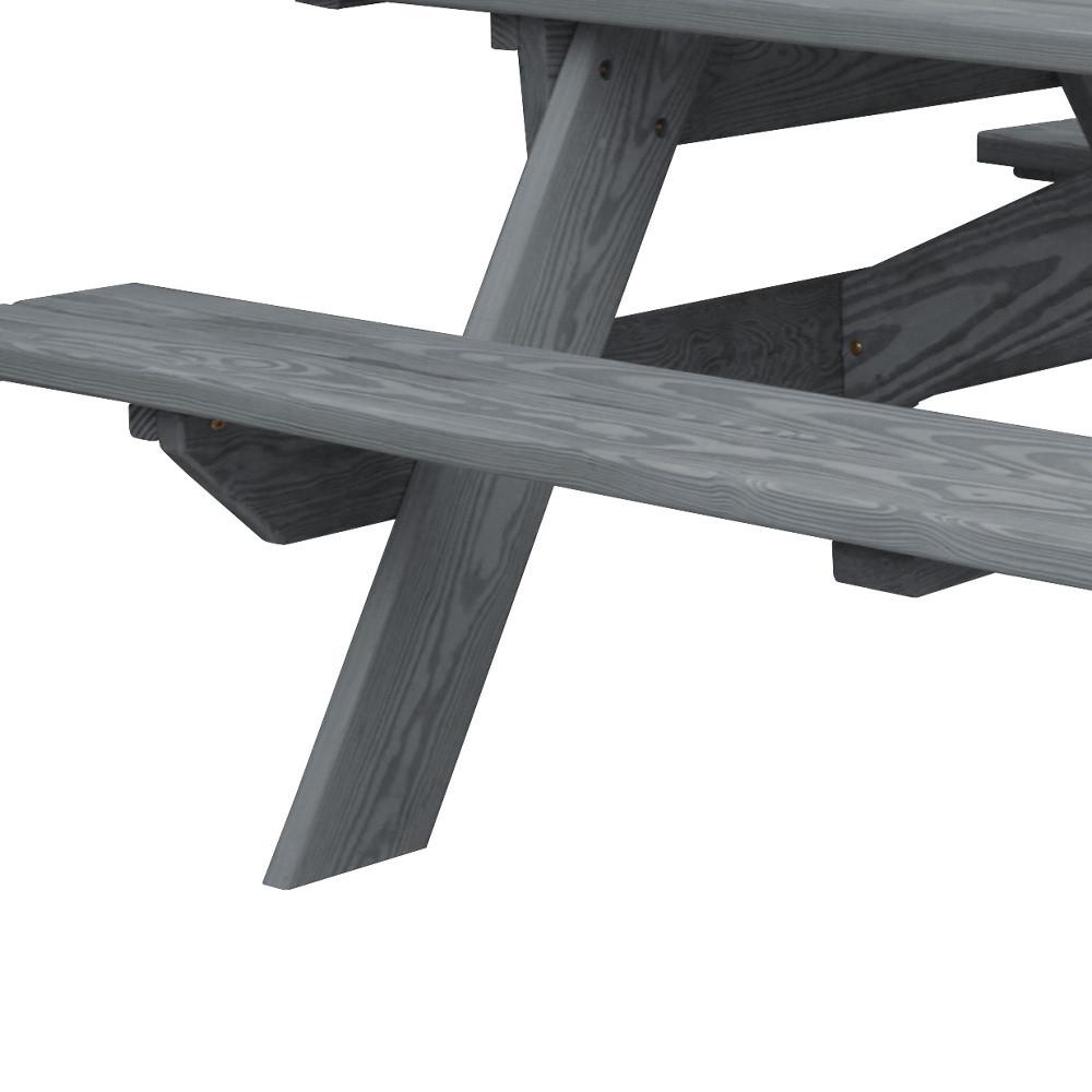 Gray Solid Wood Outdoor Picnic Table. Picture 5