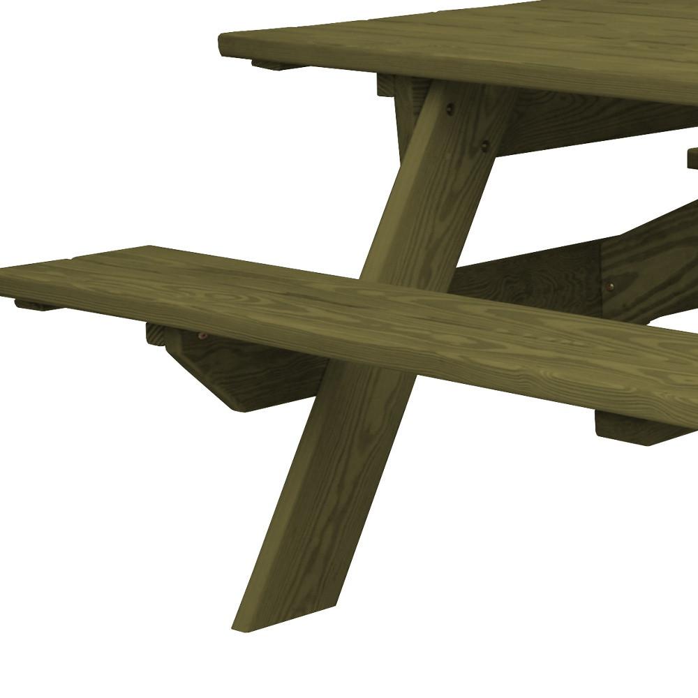Green Solid Wood Outdoor Picnic Table. Picture 5