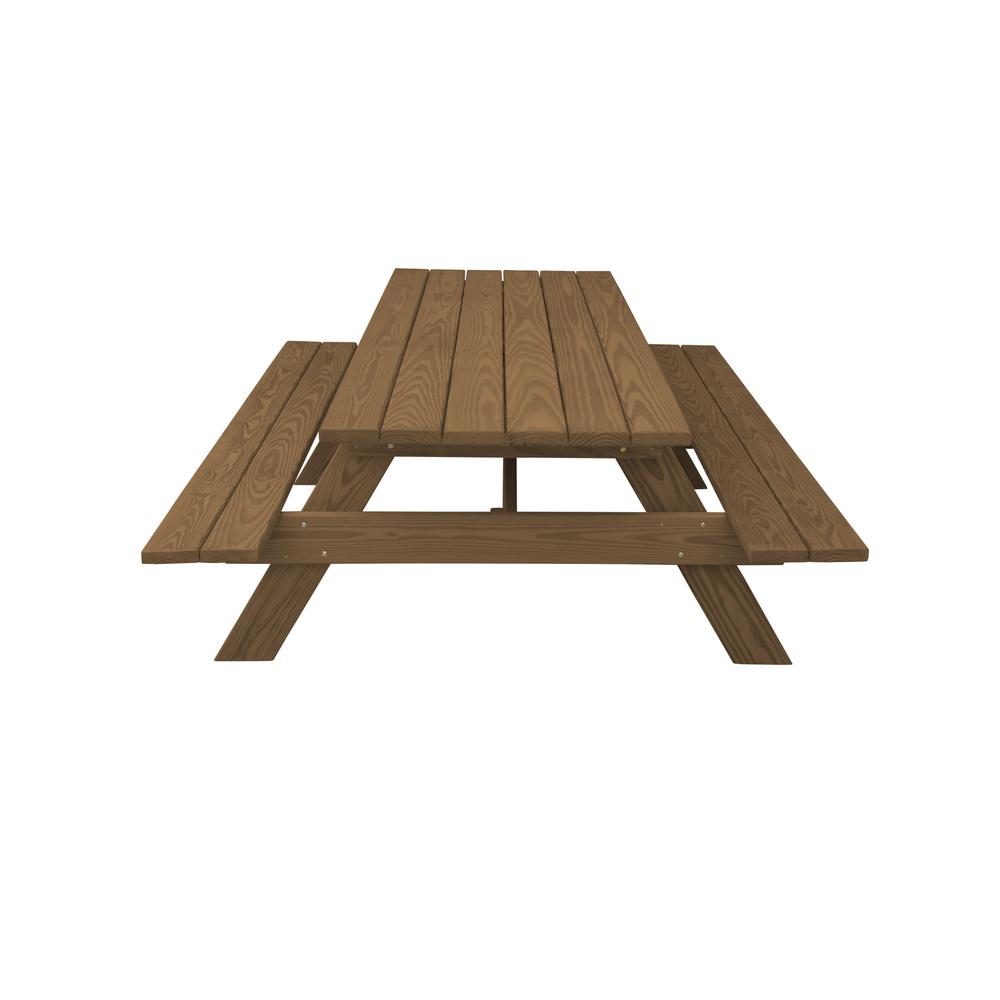 Wood Brown Solid Wood Outdoor Picnic Table. Picture 2