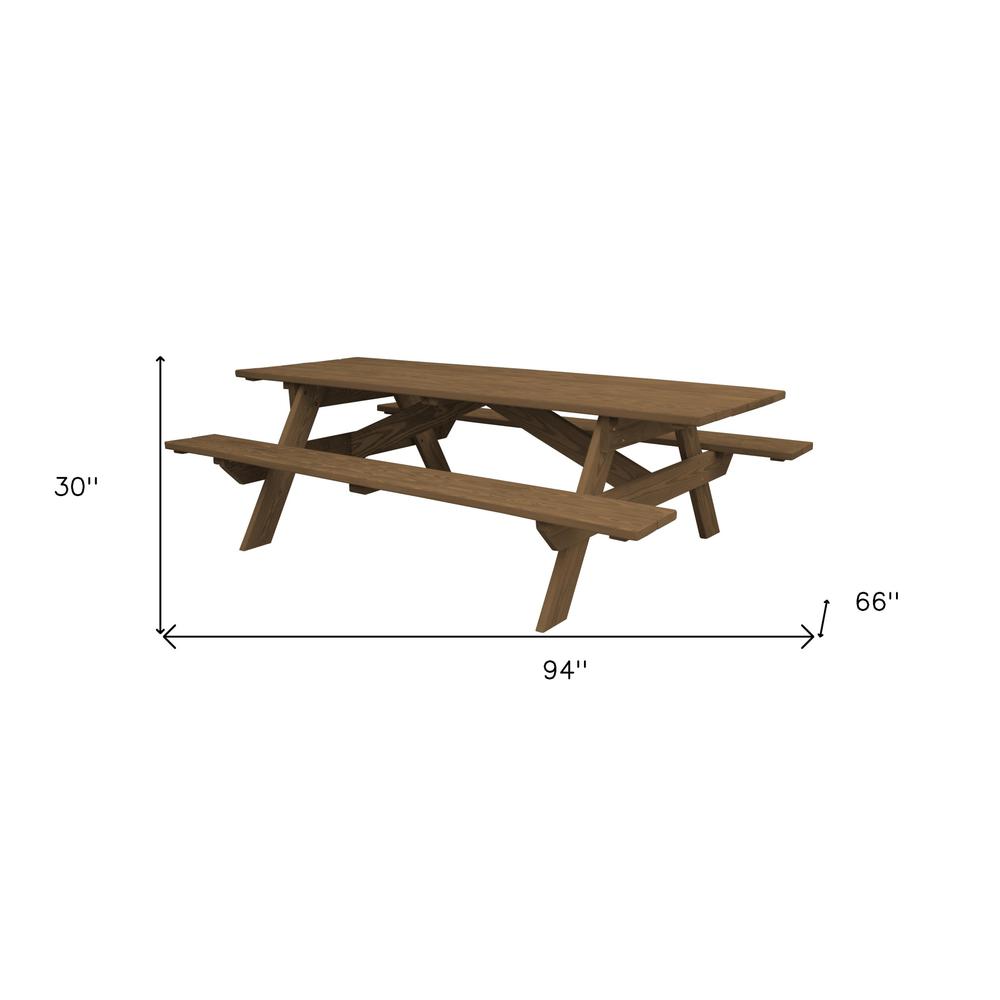 Wood Brown Solid Wood Outdoor Picnic Table. Picture 6