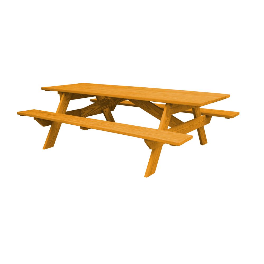 Natural Solid Wood Outdoor Picnic Table. Picture 1