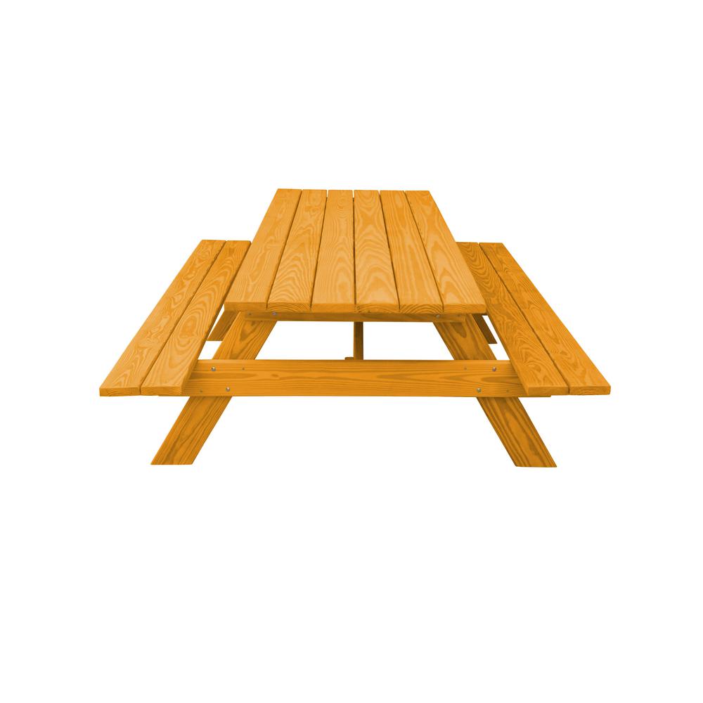 Natural Solid Wood Outdoor Picnic Table. Picture 2