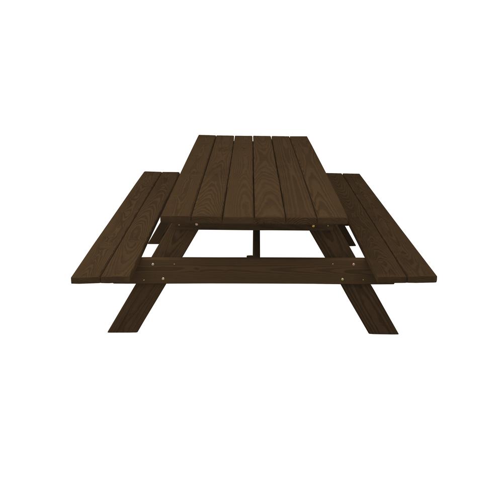 Dark Brown Solid Wood Outdoor Picnic Table. Picture 2