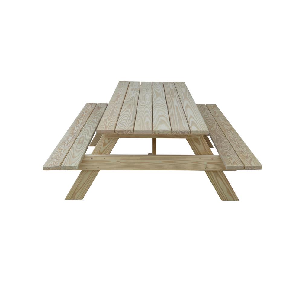 Natural Solid Wood Outdoor Picnic Table. Picture 3