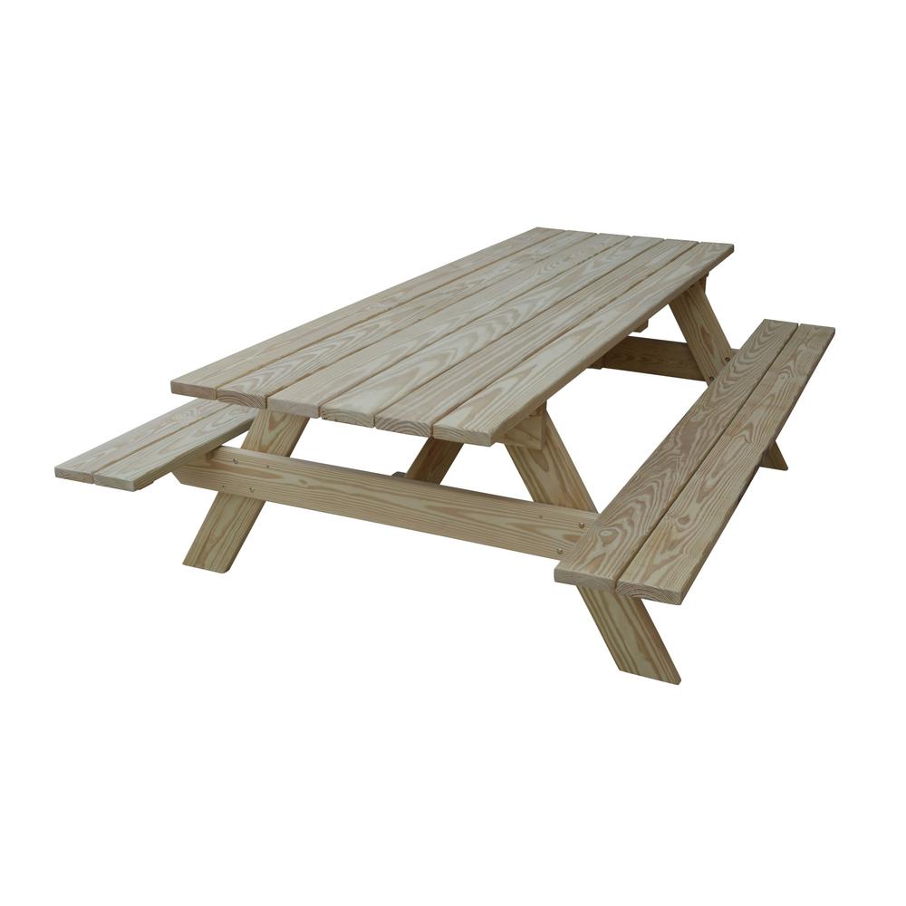 Natural Solid Wood Outdoor Picnic Table. Picture 7