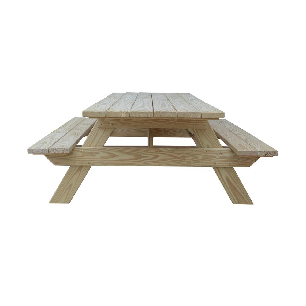Natural Solid Wood Outdoor Picnic Table. Picture 4