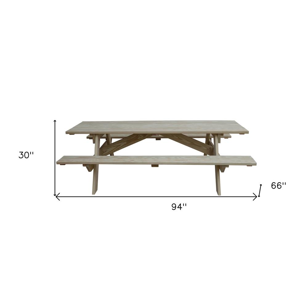 Natural Solid Wood Outdoor Picnic Table. Picture 9