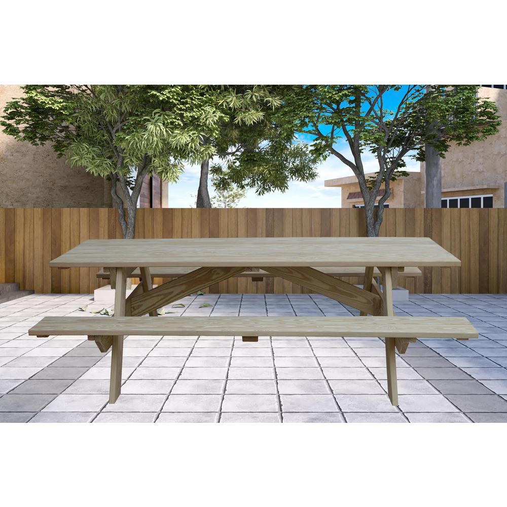 Natural Solid Wood Outdoor Picnic Table. Picture 6