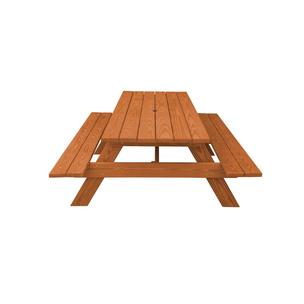 Cedar Chest Solid Wood Outdoor Picnic Table Umbrella Hole. Picture 1