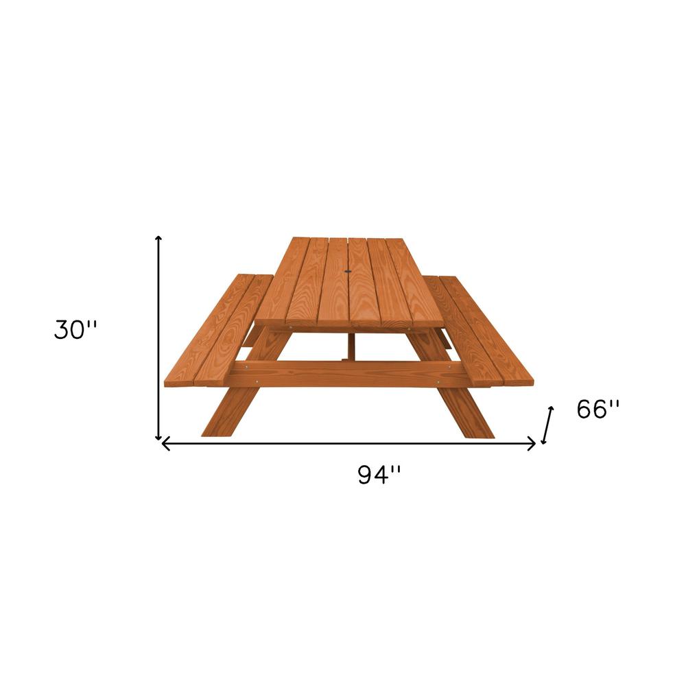 Cedar Chest Solid Wood Outdoor Picnic Table Umbrella Hole. Picture 6