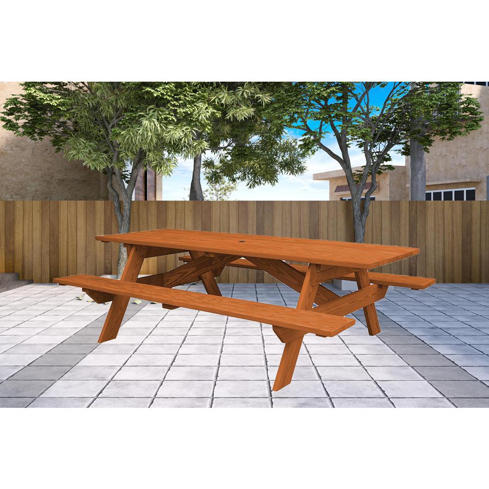 Cedar Chest Solid Wood Outdoor Picnic Table Umbrella Hole. Picture 4