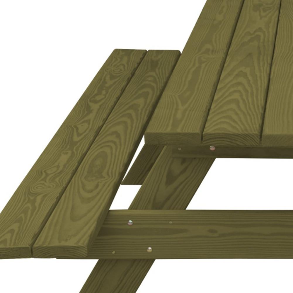 Green Solid Wood Outdoor Picnic Table Umbrella Hole. Picture 5