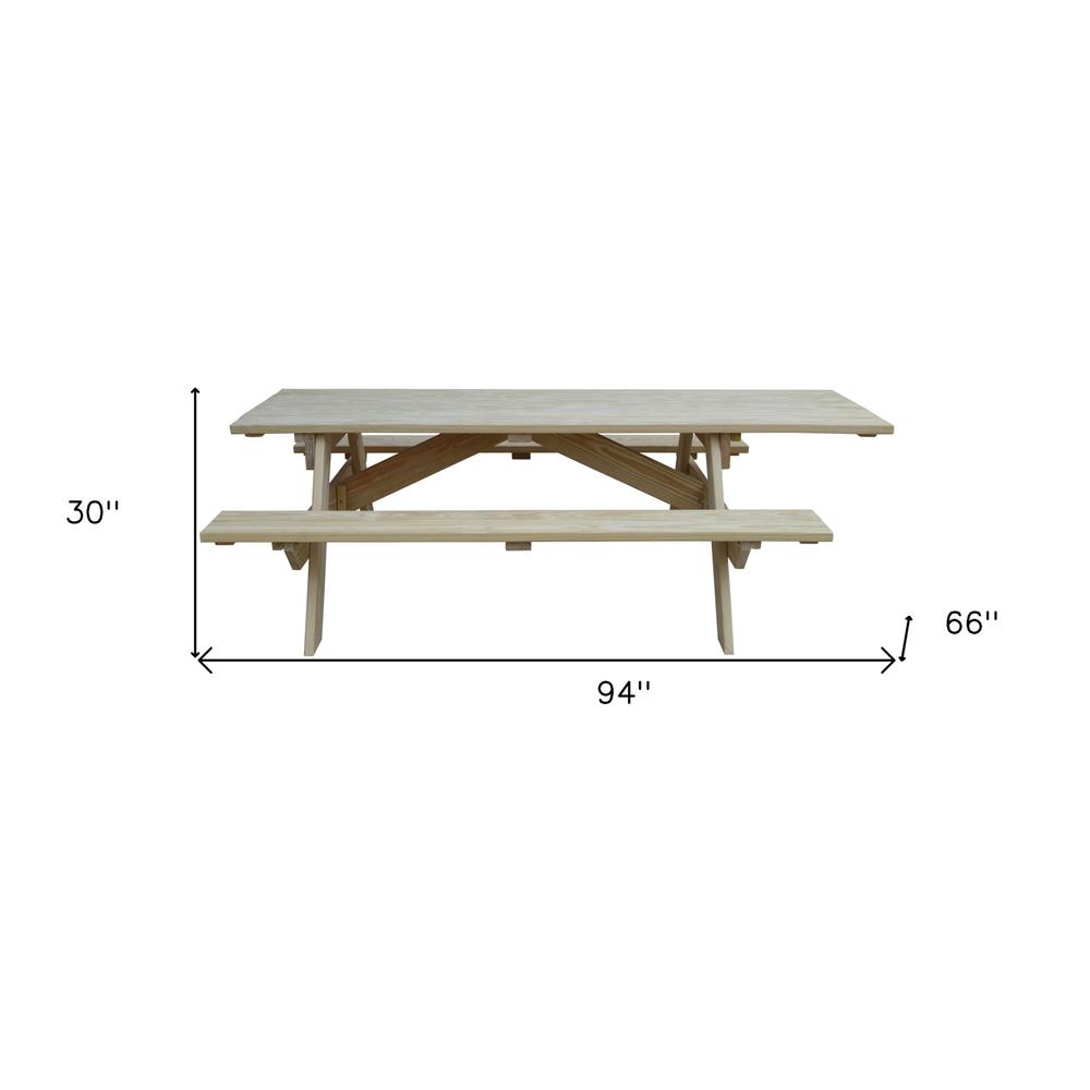 Natural Solid Wood Outdoor Picnic Table. Picture 8
