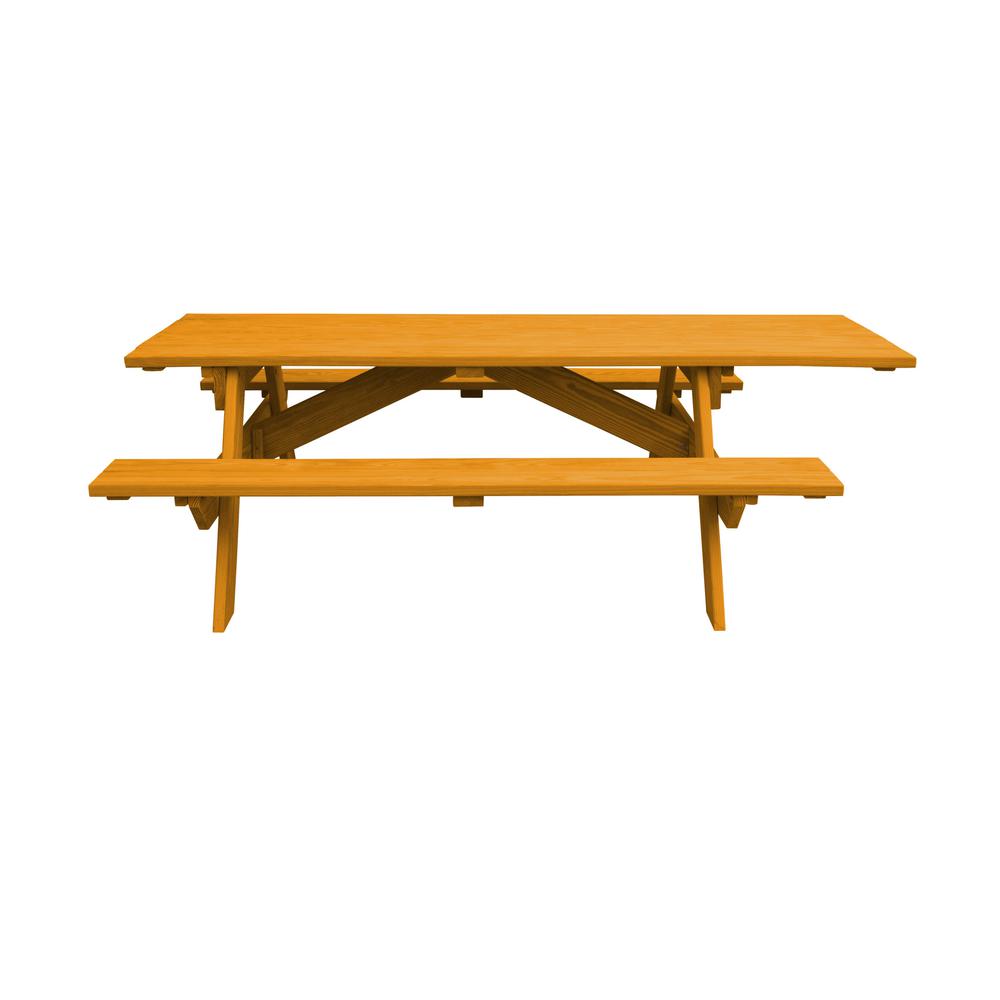 Natural Solid Wood Outdoor Picnic Table. Picture 1
