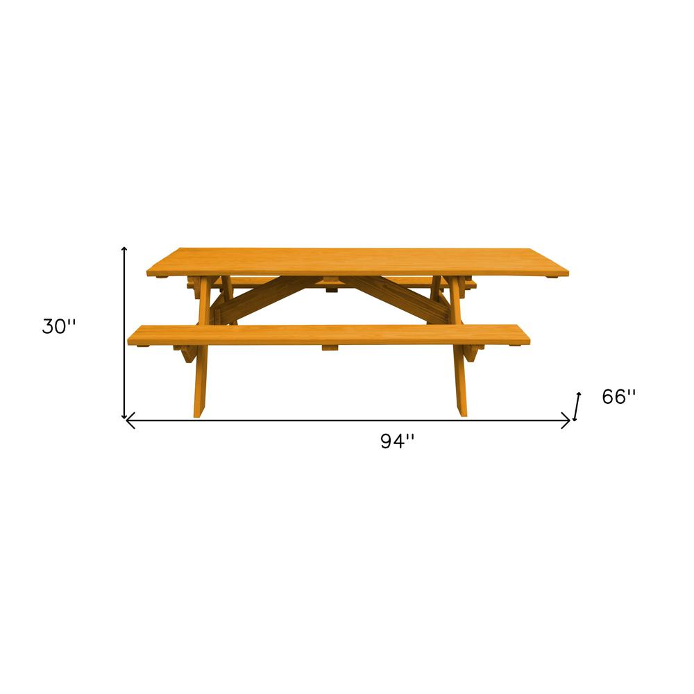 Natural Solid Wood Outdoor Picnic Table. Picture 5