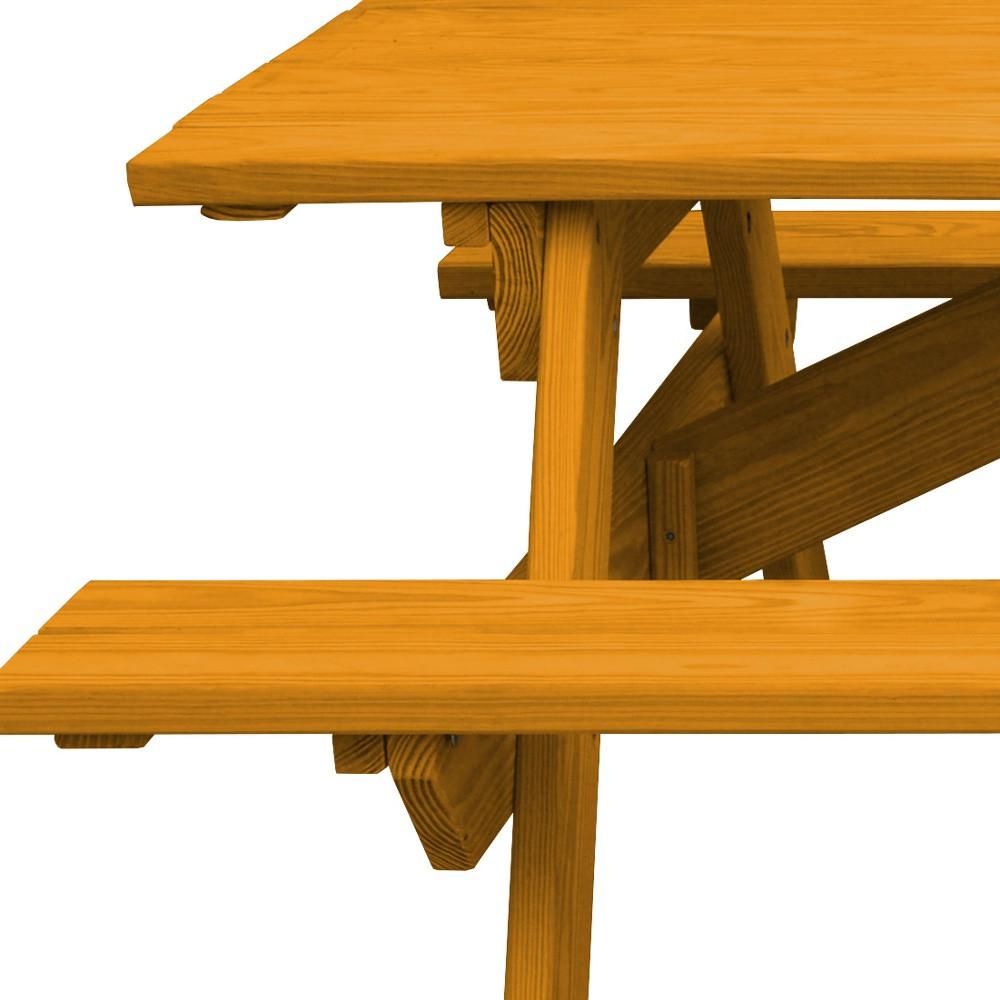 Natural Solid Wood Outdoor Picnic Table. Picture 4