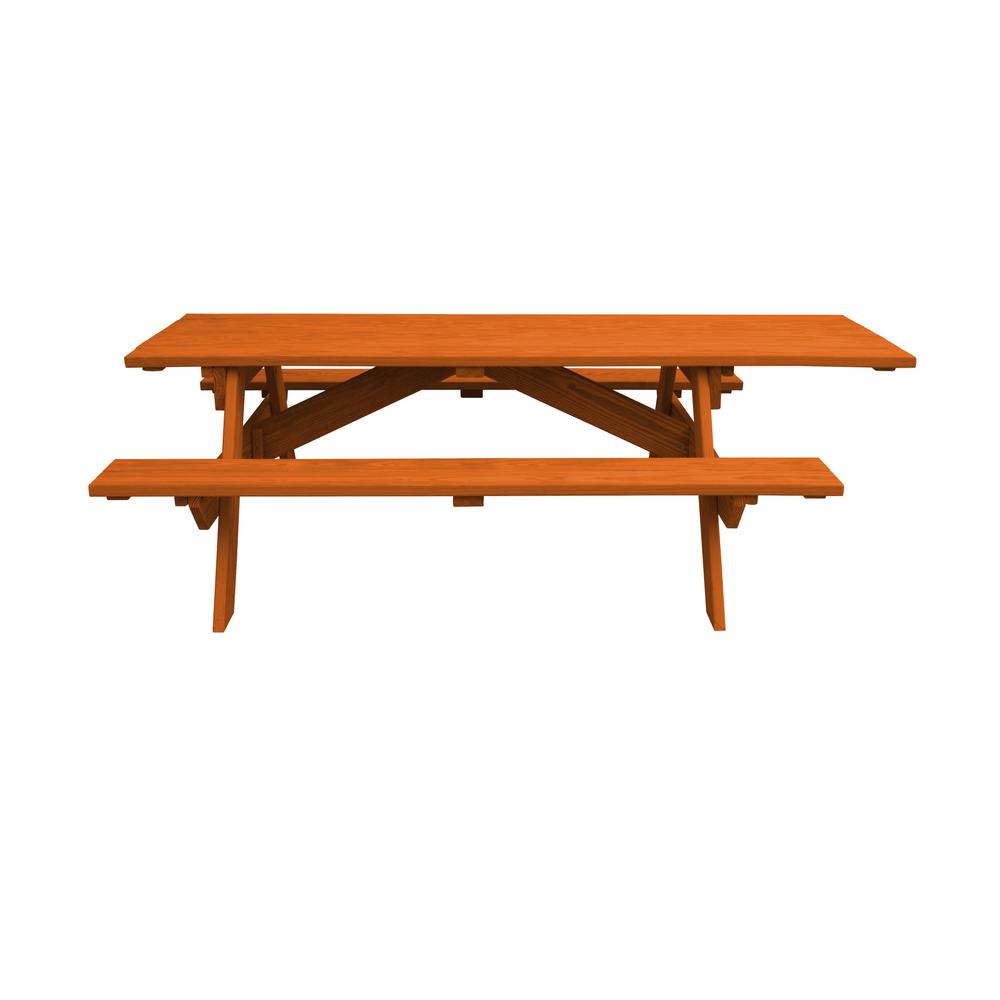 Redwood Solid Wood Outdoor Picnic Table. Picture 1