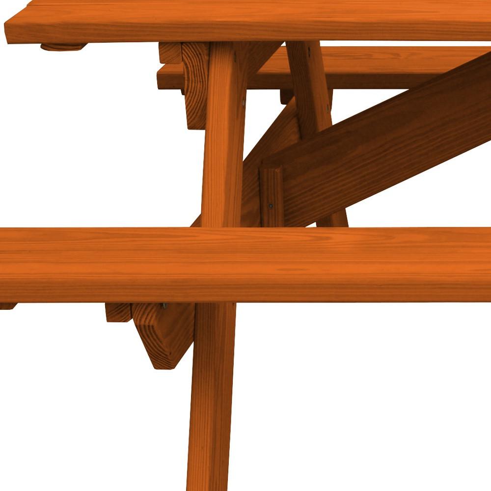 Redwood Solid Wood Outdoor Picnic Table. Picture 4