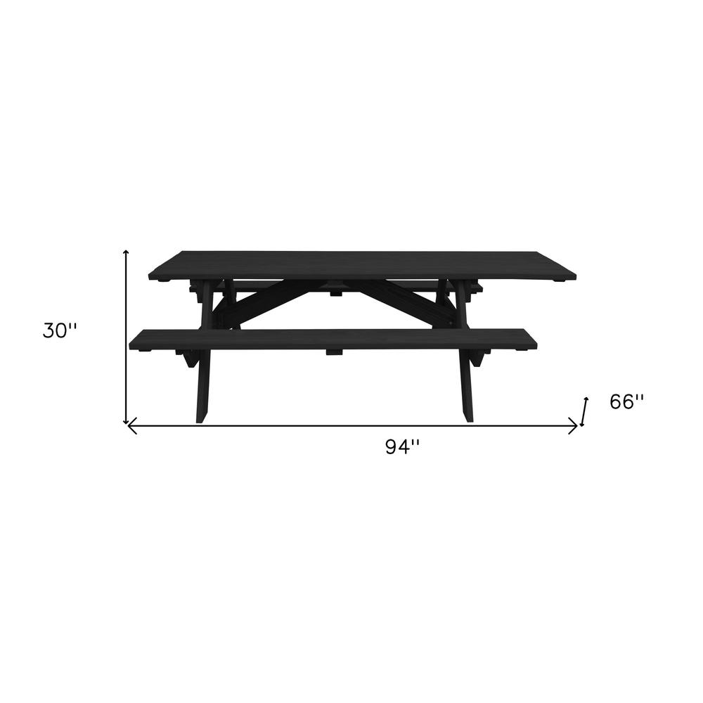 Charcoal Solid Wood Outdoor Picnic Table. Picture 6