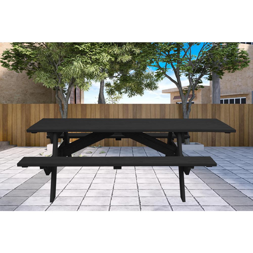 Charcoal Solid Wood Outdoor Picnic Table. Picture 3