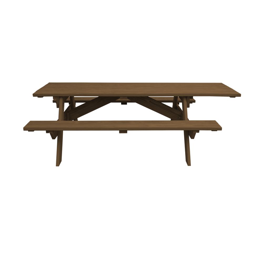 Wood Brown Solid Wood Outdoor Picnic Table. Picture 1