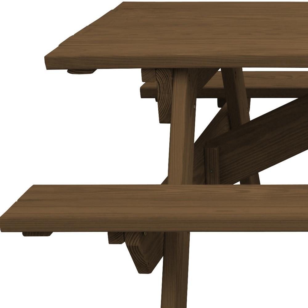 Wood Brown Solid Wood Outdoor Picnic Table. Picture 4