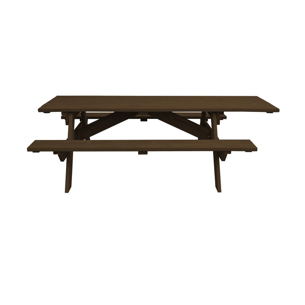 Dark Brown Solid Wood Outdoor Picnic Table. Picture 1