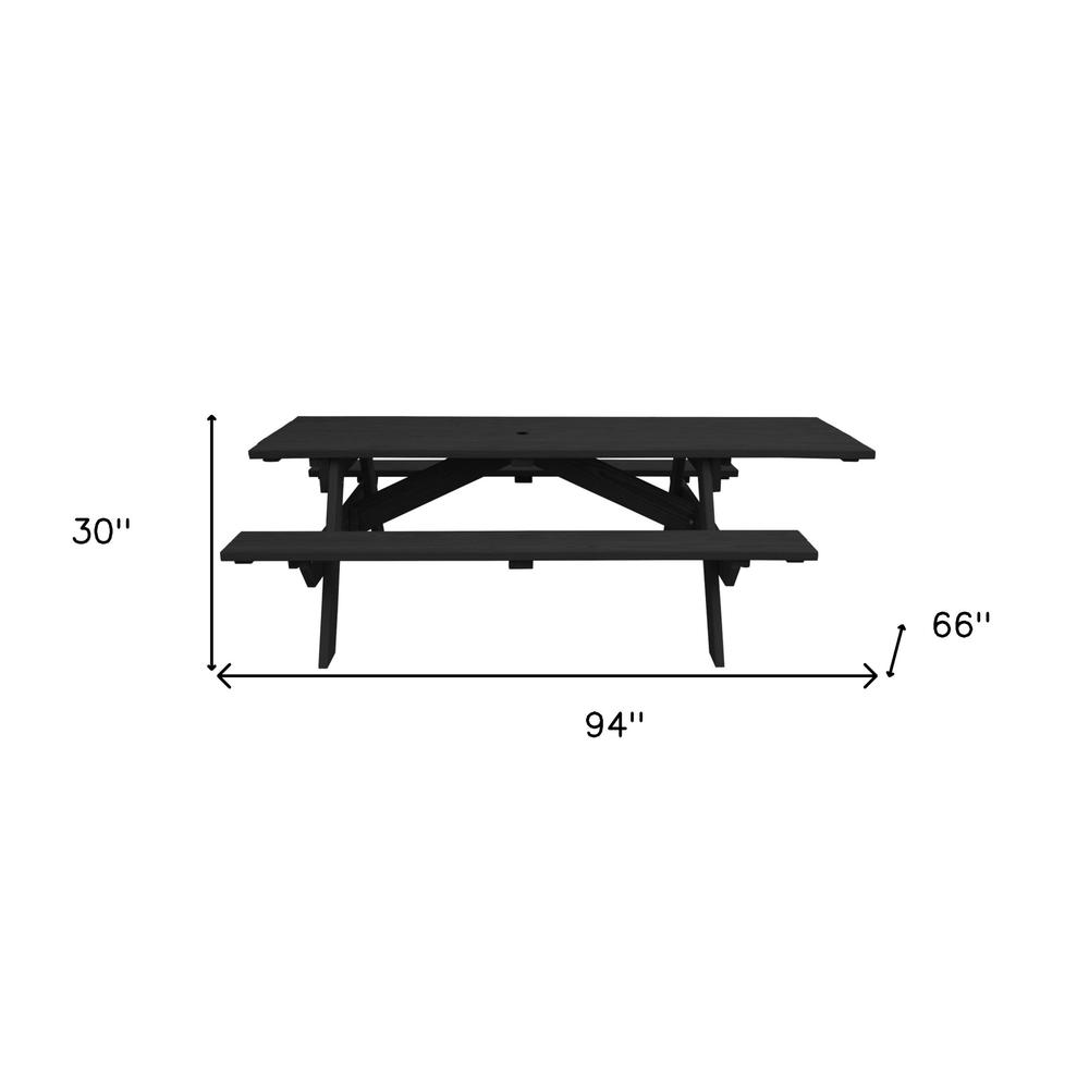 Charcoal Solid Wood Outdoor Picnic Table Umbrella Hole. Picture 6