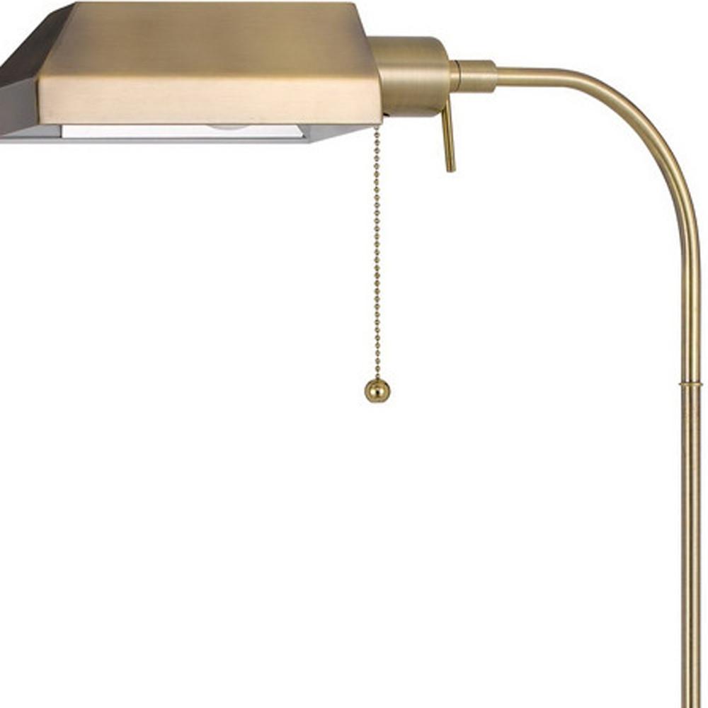 57" Brass Adjustable Traditional Shaped Floor Lamp With Bronze Square Shade. Picture 4