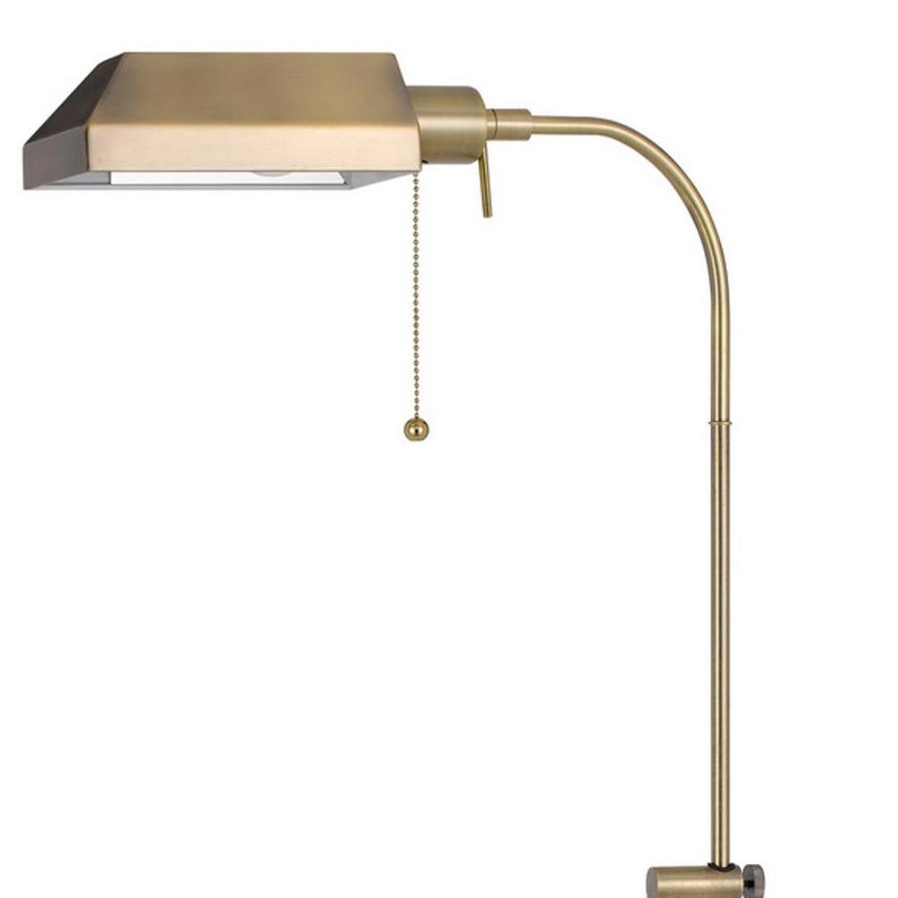 57" Brass Adjustable Traditional Shaped Floor Lamp With Bronze Square Shade. Picture 5