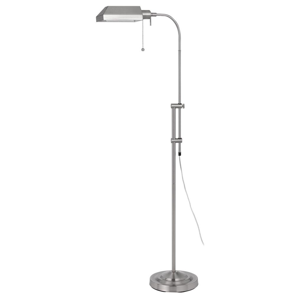57" Nickel Adjustable Traditional Shaped Floor Lamp With Nickel Square Shade. Picture 1