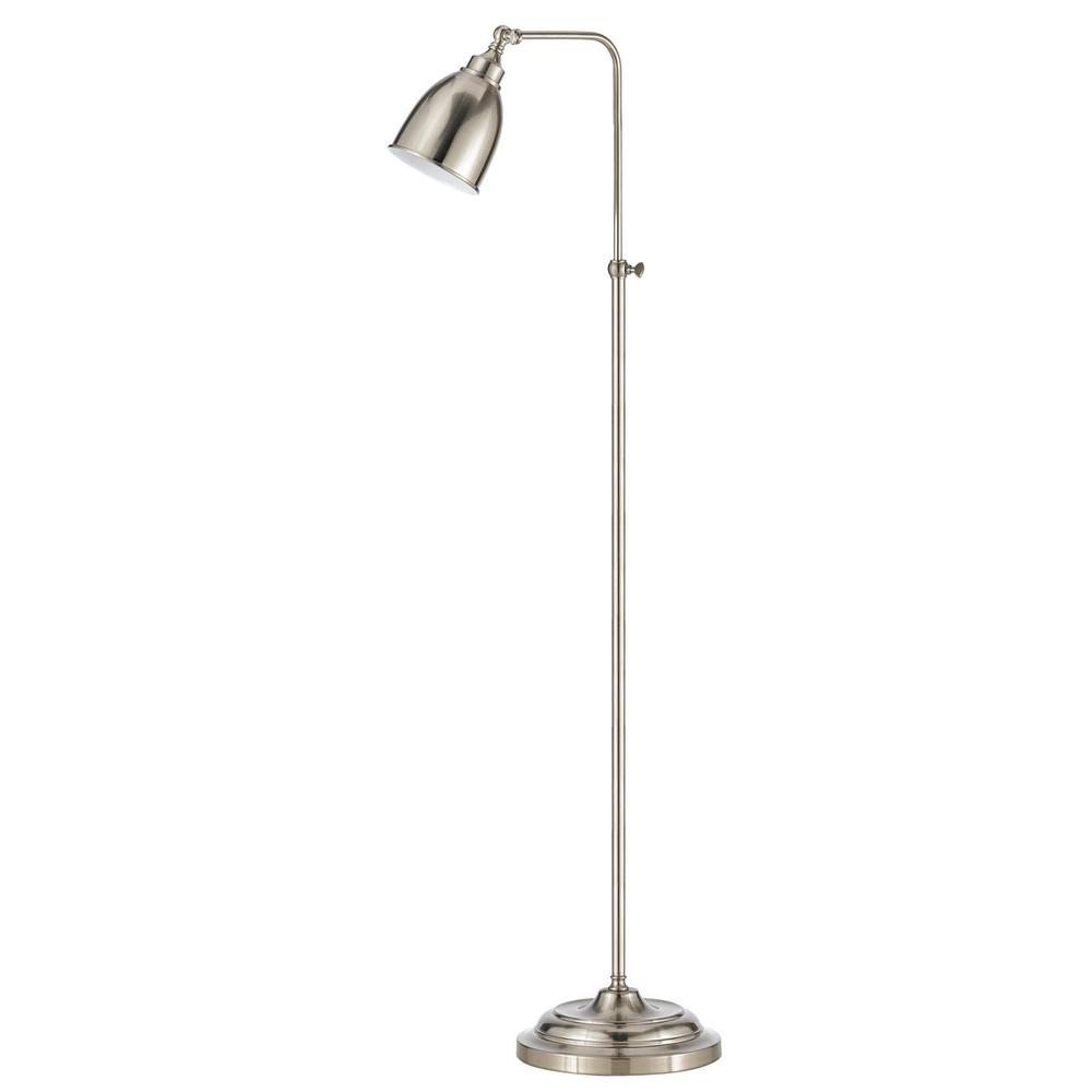 62" Nickel Adjustable Traditional Shaped Floor Lamp With Nickel Dome Shade. Picture 1