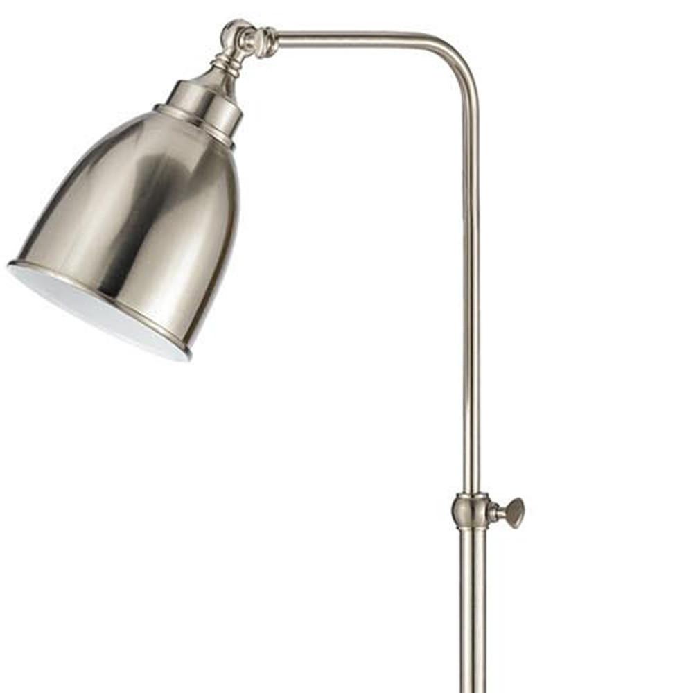 62" Nickel Adjustable Traditional Shaped Floor Lamp With Nickel Dome Shade. Picture 5
