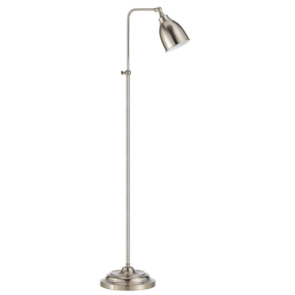 62" Nickel Adjustable Traditional Shaped Floor Lamp With Nickel Dome Shade. Picture 2