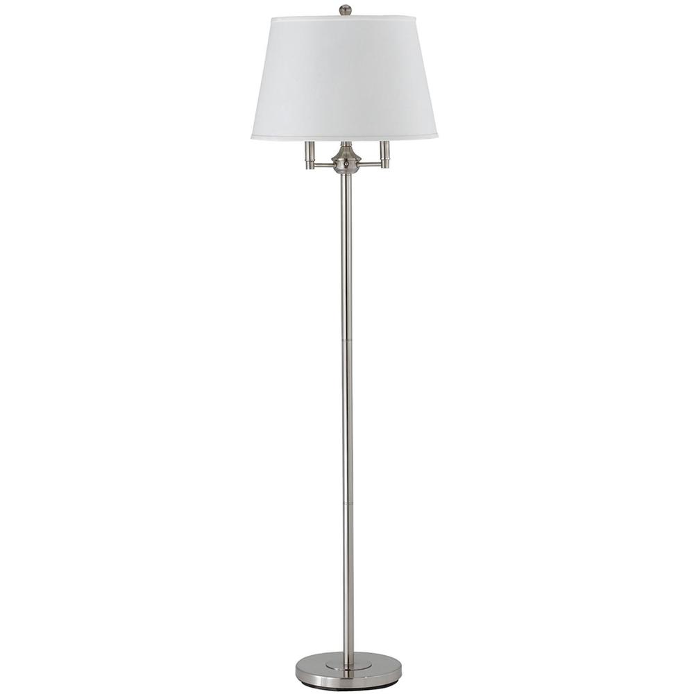 62" Nickel Four Light Traditional Shaped Floor Lamp With White Square Shade. Picture 1