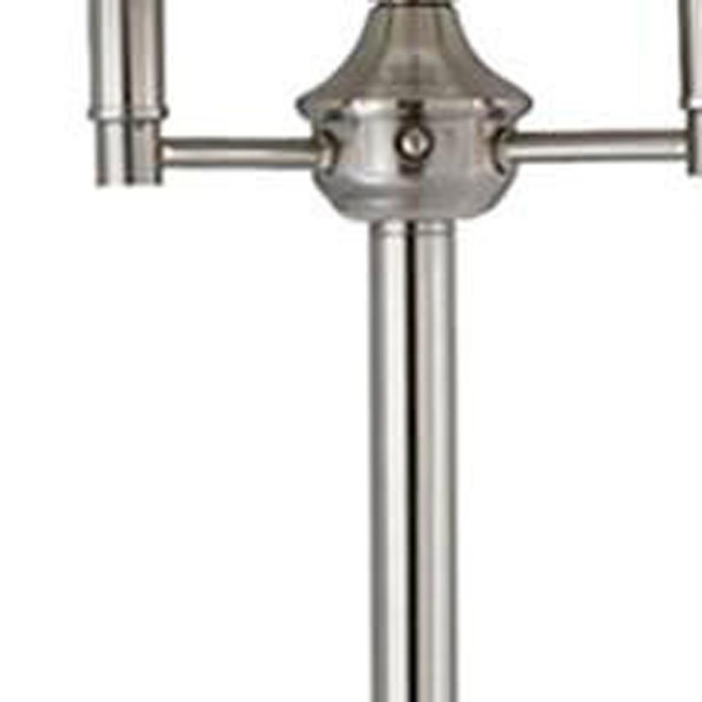 62" Nickel Four Light Traditional Shaped Floor Lamp With White Square Shade. Picture 4